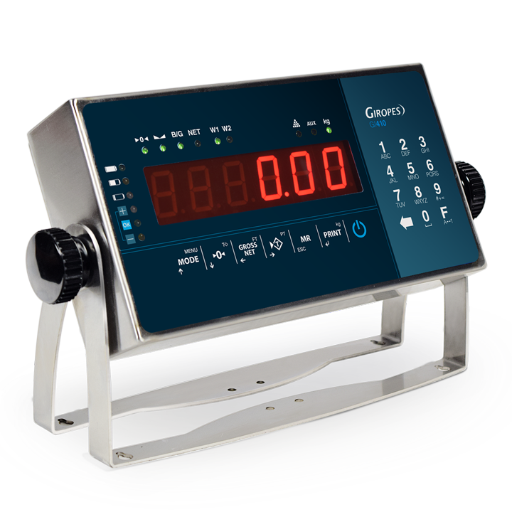 BAXTRAN GI410 INOX weegindicator met rode led-display, vooraanzicht